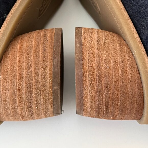 Sofft Napoli Navy Suede Leather Stacked Heels Slip on Loafers ~ Women's Size 8M - Picture 9 of 13